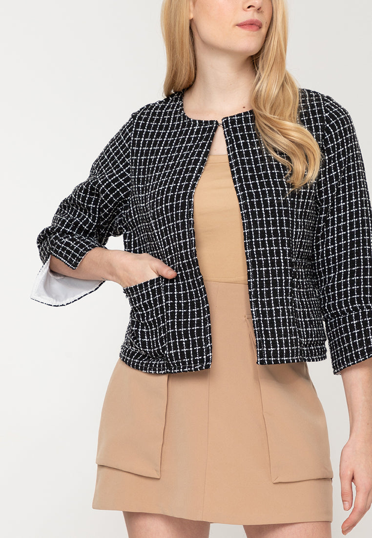 LILIANA Tweed 3/4 Sleeve Blazer – badomoda